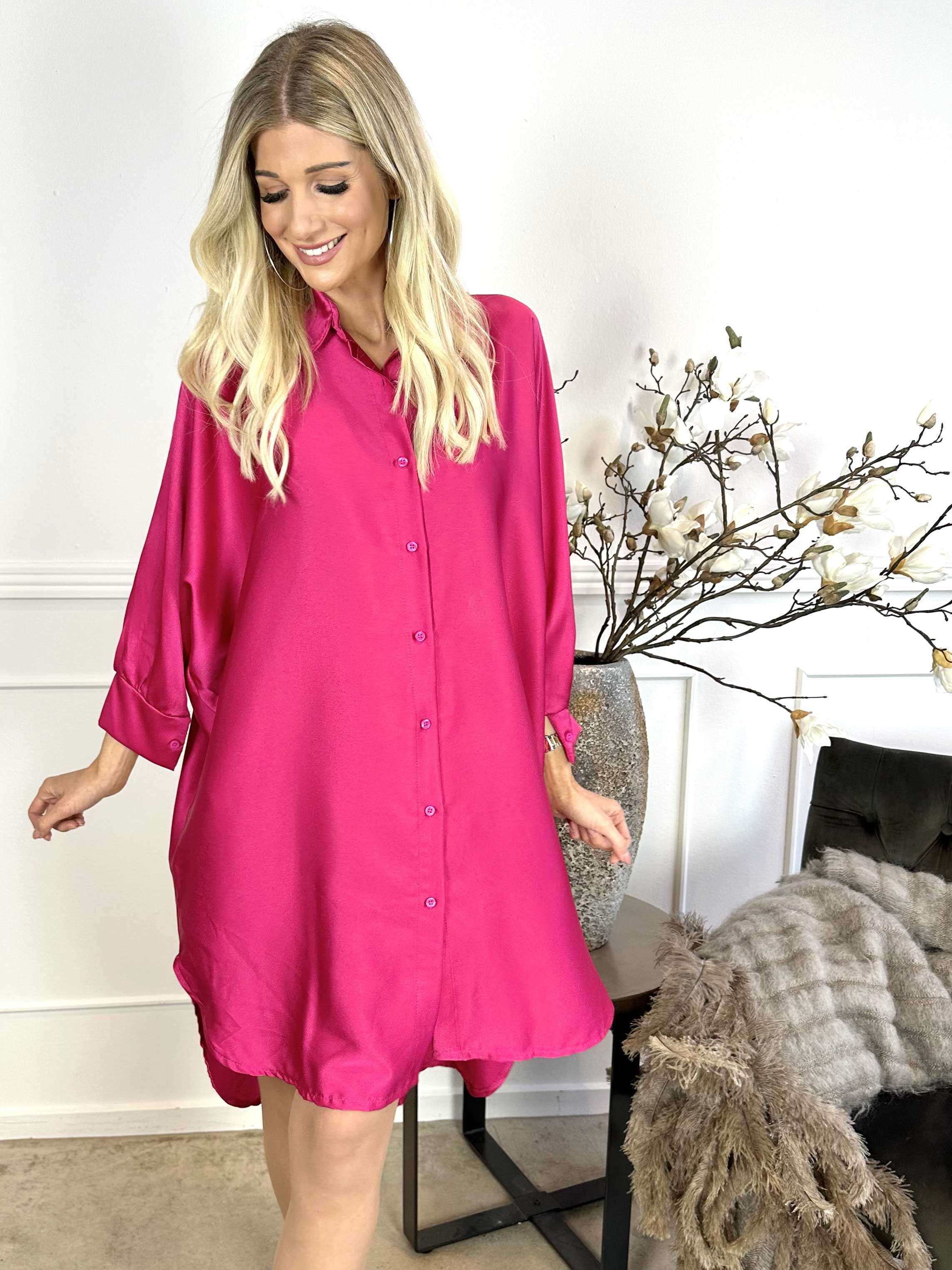 Anja - Skjorta i sidenlook med fladdermusärmar